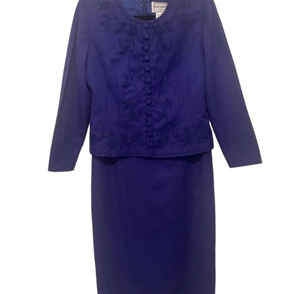 Vintage Karin Stevens Petites Purple Skirt Suit Set Women's Size 8P Elegant - Picture 8 of 11